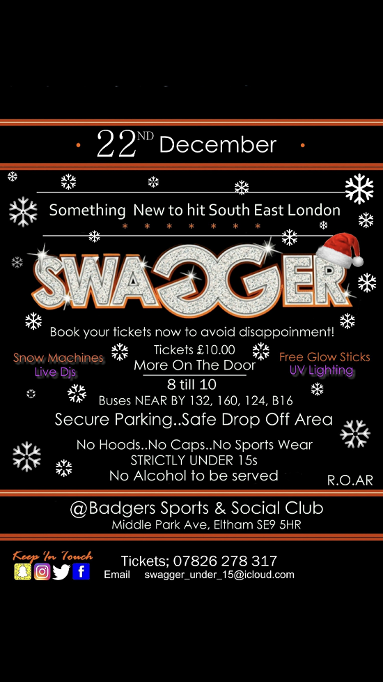 Swagger Under 15’s Party at Badgers Sports & Social Club